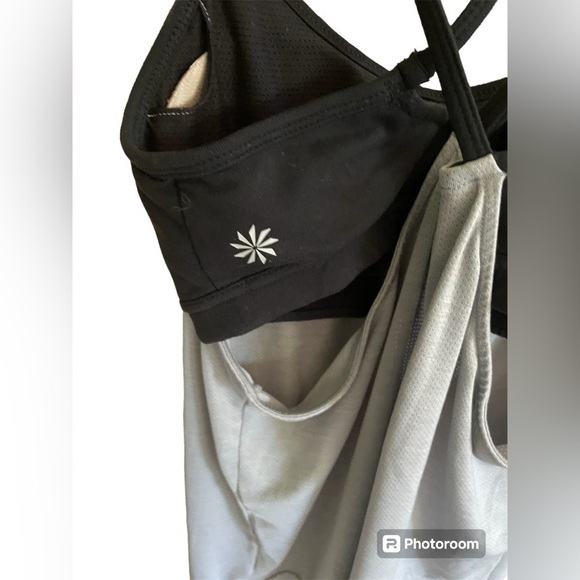 Athleta Mesh Energize Gray Tank Strappy with Black Sports Bra size XS - Picture 5 of 8